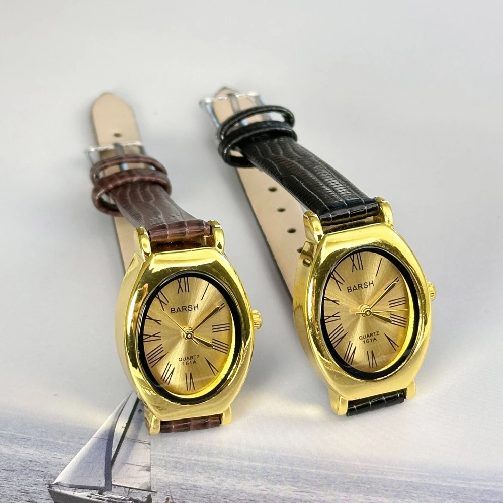 Модные женские часы с овальным циферблатом, роскошный кожаный ремешок, женские кварцевые часы в стиле ретро, дропшиппинг, Reloj De Mujer 시계 여성