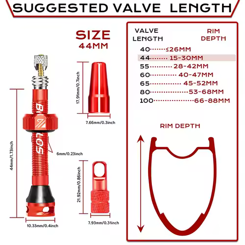 BUCKLOS 40/44/55/60/65/80/100mm Tubeless Valves Bike Aluminum Alloy Presta Nipples Removable Core Air Valve for Road MTB Bicycle - Image 13