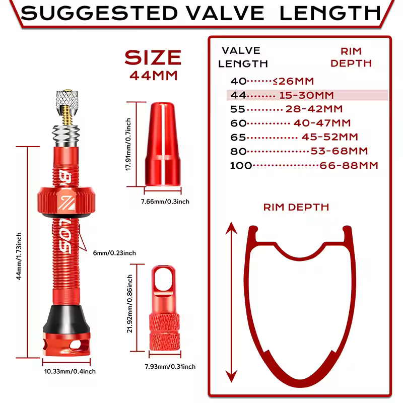 BUCKLOS 40/44/55/60/65/80/100mm Tubeless Valves Bike Aluminum Alloy Presta Nipples Removable Core Air Valve for Road MTB Bicycle - Image 13