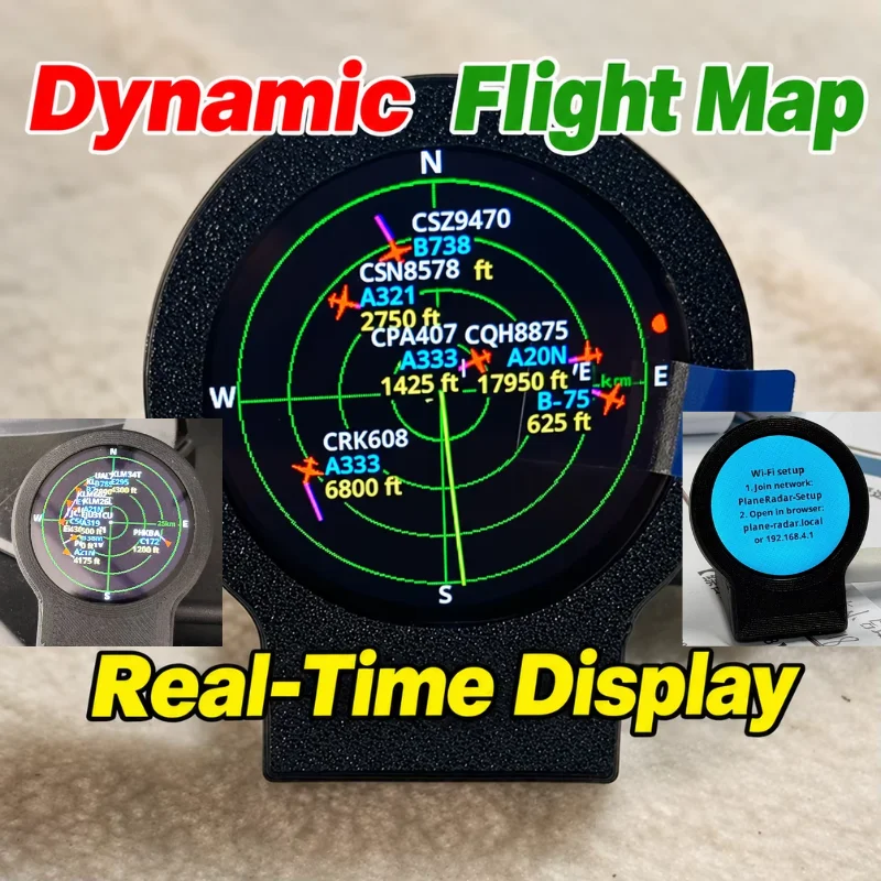 2026 New USB‑C Deskradar Live ADS‑B Flight Tracker Gadget Sonar‑Grid Display 3D‑Printed Shell Aviation Desktop Ornament Gifts