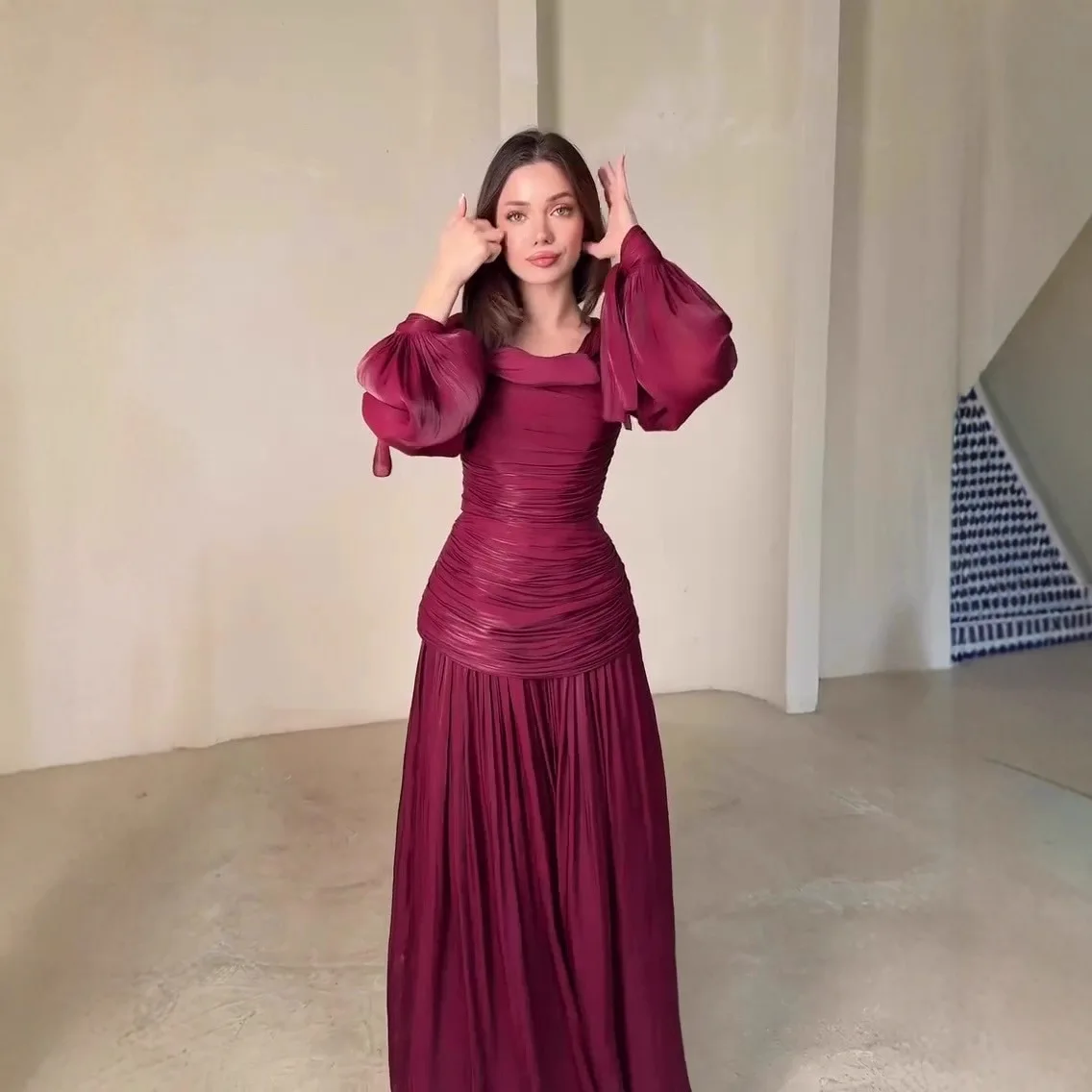 Muslimisches Kleid Abaya Damen Eid Jalabiya Falten-Partykleid Lange Kleider Kaftan Islam Vestidos Maxi-Robe Ramadan Marokko Dubai Abayas