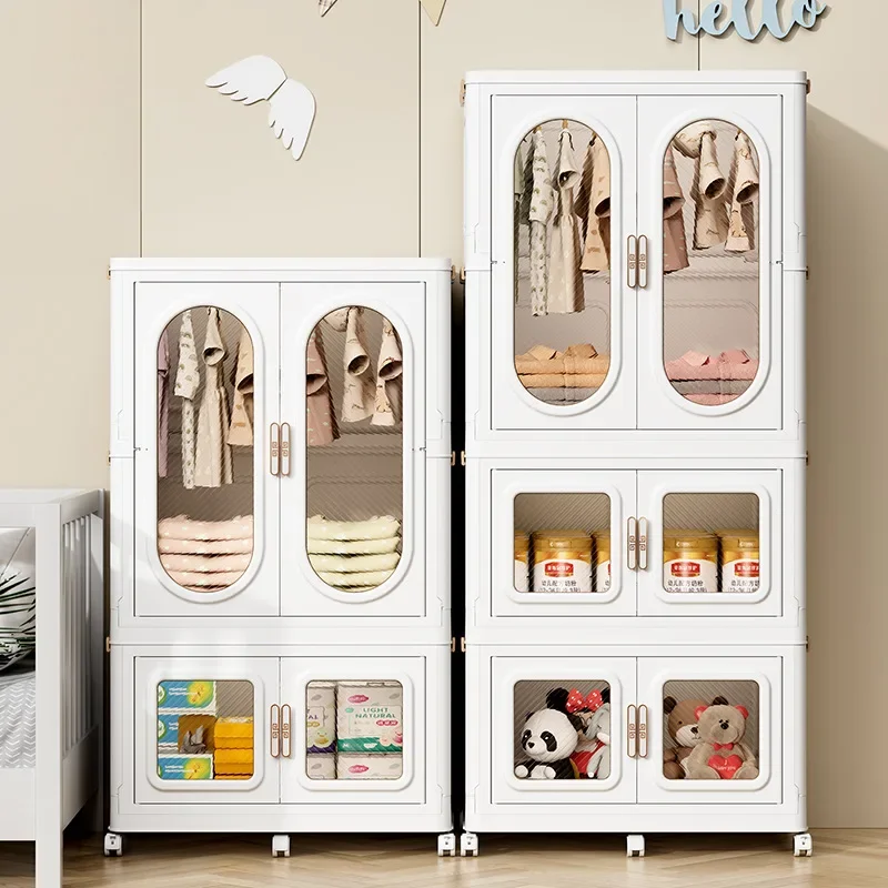 Folding Plastic Storage Cabinet, Homehold Multifunctional Wardrobes, Simple Multi-layer Bedroom, Clothes Sorting Storage Cabinet