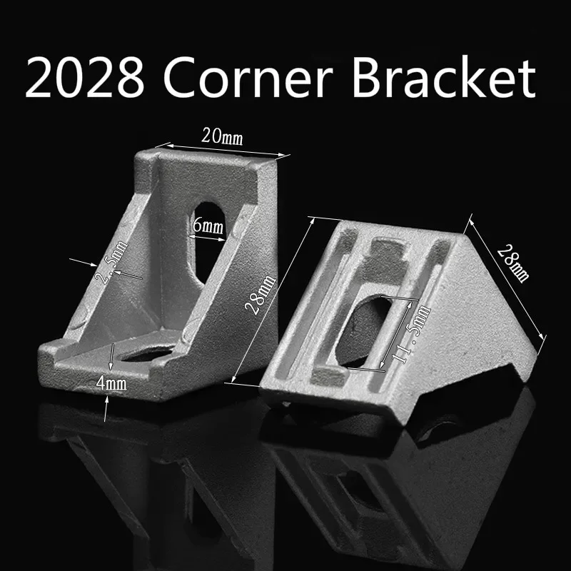 10pc Aluminium Profile Extrusion Bracket 2020 2028 3030 3060 4040 4080 4545 Corner Fitting Angle 20 30 40 45 Connector CNC Part - Image 6