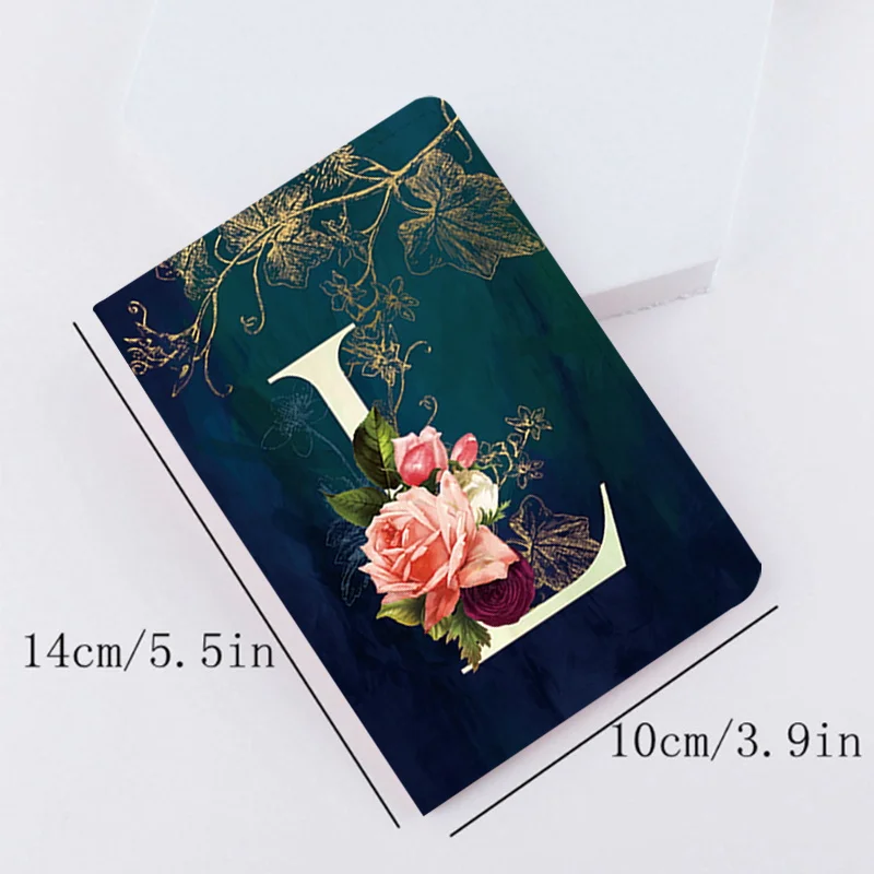 Women Men Passport Cover Multi-Function Travel ID Bank Card Passport Holder Flower Letter Pattern Simple PU Leather Wallet Case