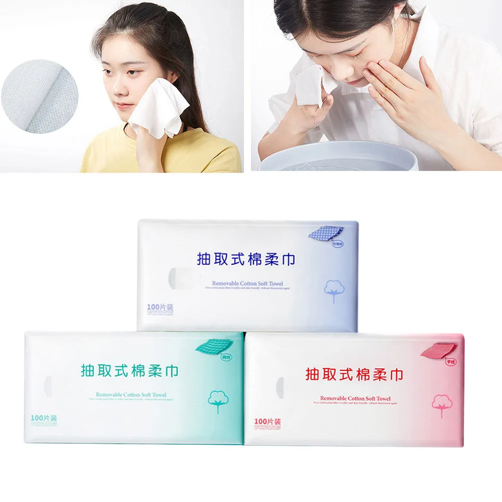 使い捨てフェイシャルタオル-–-天然綿繊維を使用したメイク落とし用ウェットティッシュ、柔らかく快適なウェット-ドライクリーニングクロス