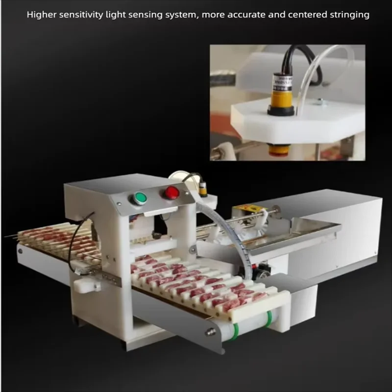 Commercial Automatic Lamb Skewer Machine Pneumatic Drive Uniform Neat Meat String Effect