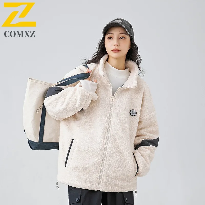 COMXZ تريند شيربا معطف القطن 2025 الخريف الشتاء زوجين الوقوف طوق البيسبول نمط سترة القطن شغل سترة واقية سميكة #2