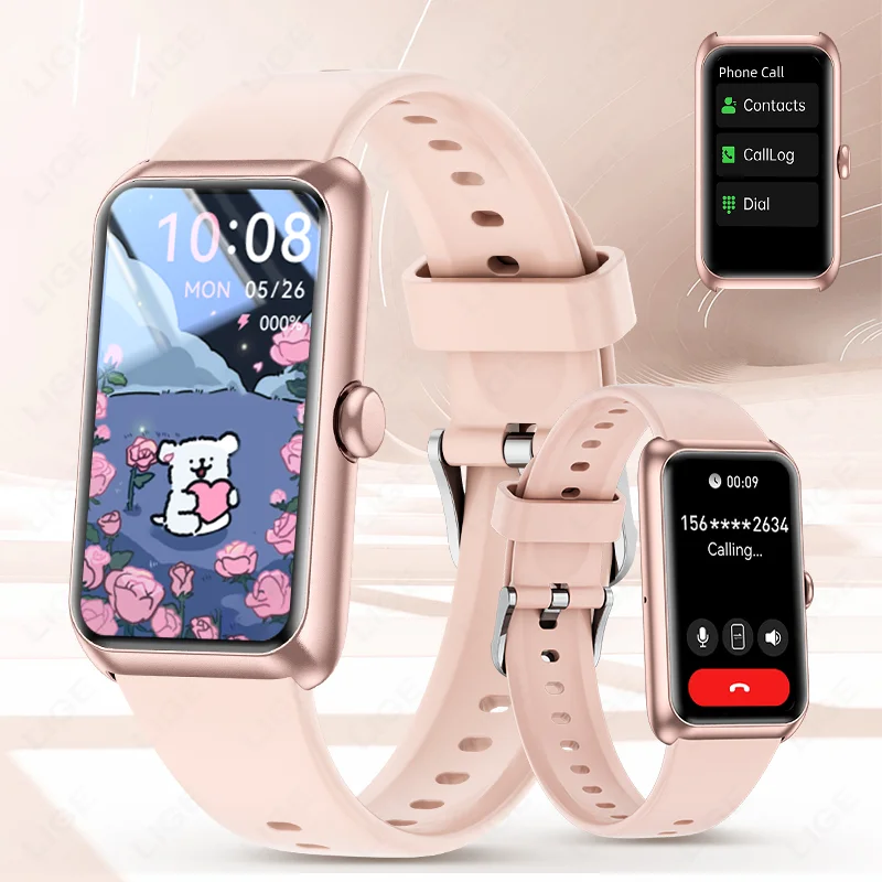 

LIGE Fashion Full Touch Screen Smart Watch Women Call Reminder Women's 1.47" HD Bracelet 100+ Sports Heart Rate Fitness Watches