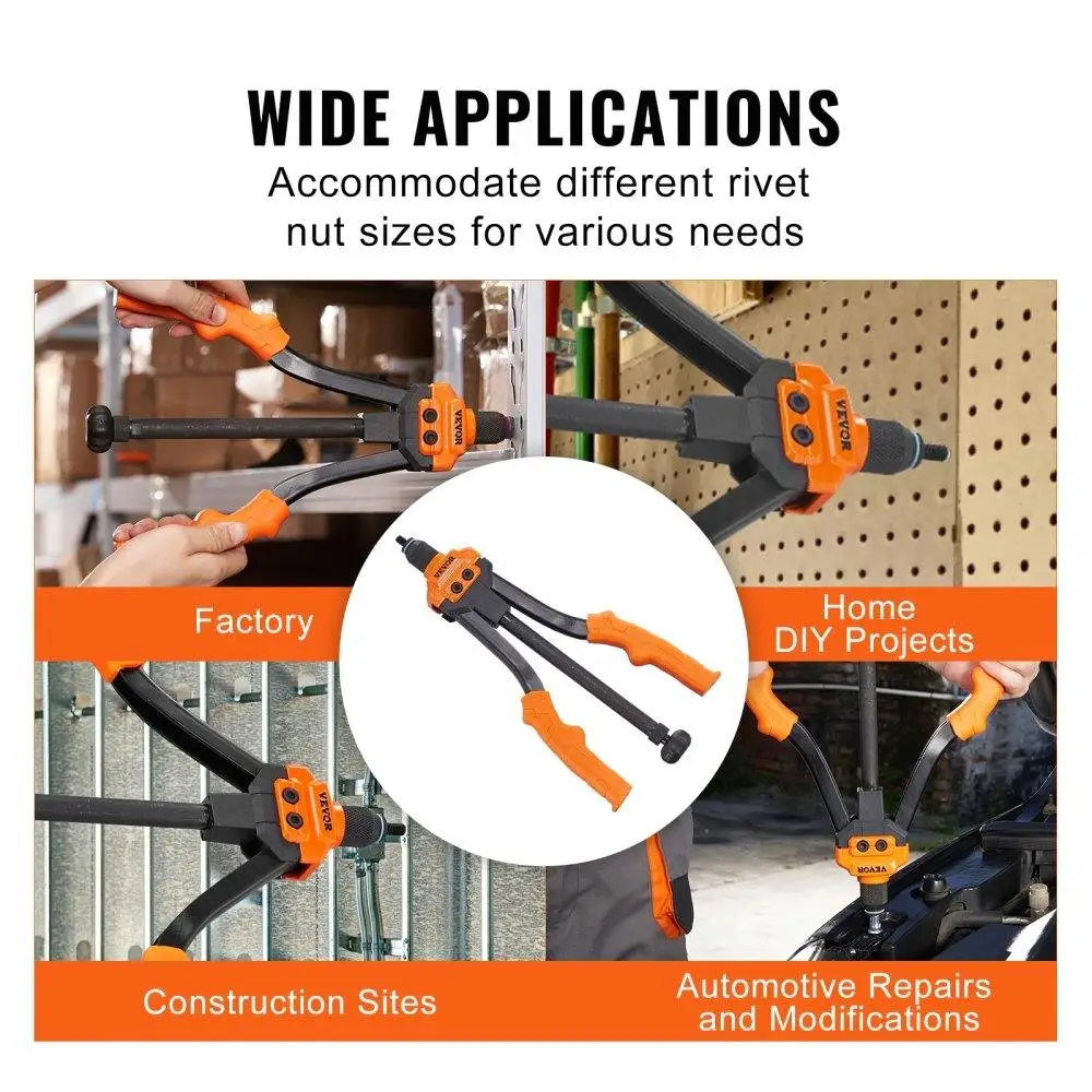 14 Piece Rivet Nut Tool Kit with 70Pcs Assorted Sizes Metric & SAE Mandrels M6 M8 M10 Rugged Carrying Case