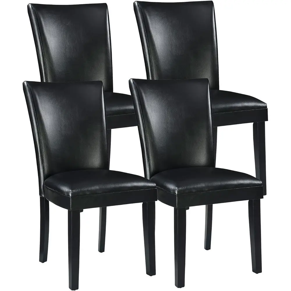 

4-Piece Faux Leather Parsons Chairs with Solid Wood Legs for Dining, Living, and Outdoor Use