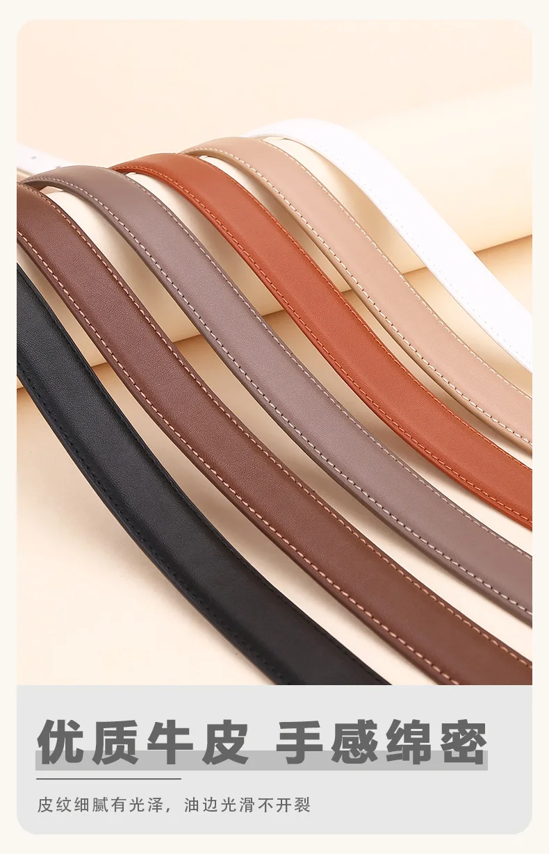 Damen Echtleder-Gürtel, Vielseitiger Dekorativer Grenzüberschreitender Bestseller, Minimalistische Dornschließe, Business-Casual Hosengürtel – Detail 8