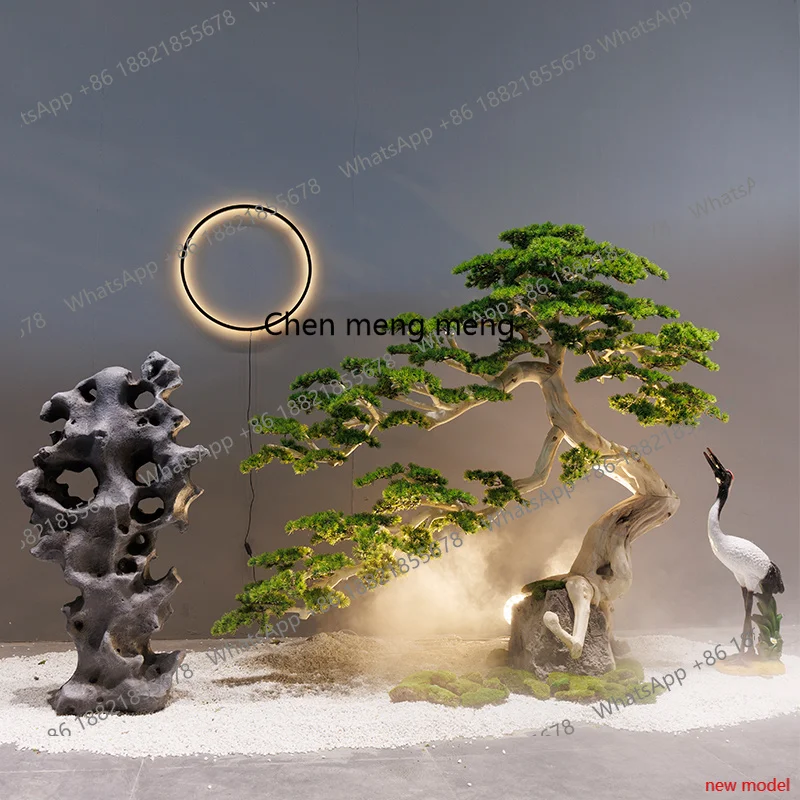 H178Welcome pine large fake tree simulation tree Chinese interior landscaping, entrance window and stone landscape