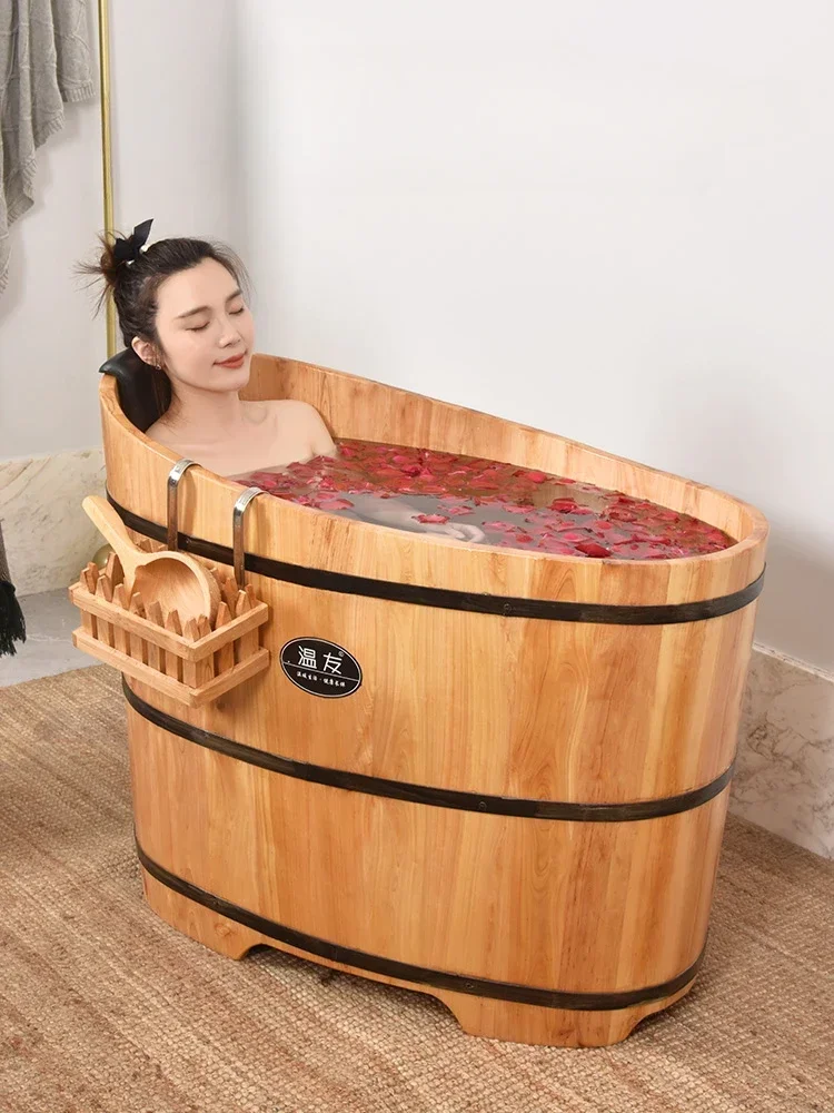 Cedar wood bubble tub household whole body adult bath tub bath sweat steam tub adult children's bath barrel bathtub