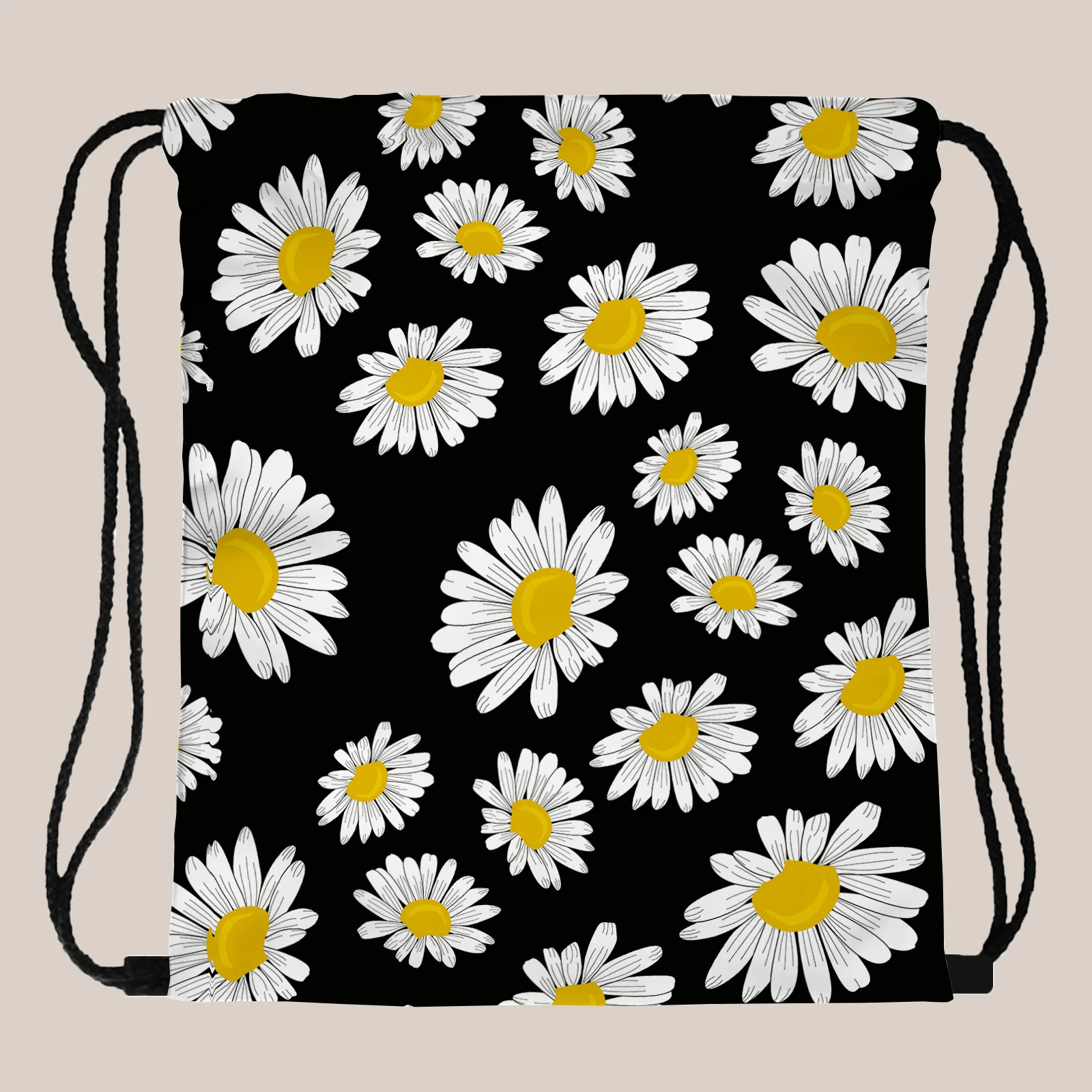 

Sunflower pattern women's drawstring backpack can be stored on one shoulder portable travel bag