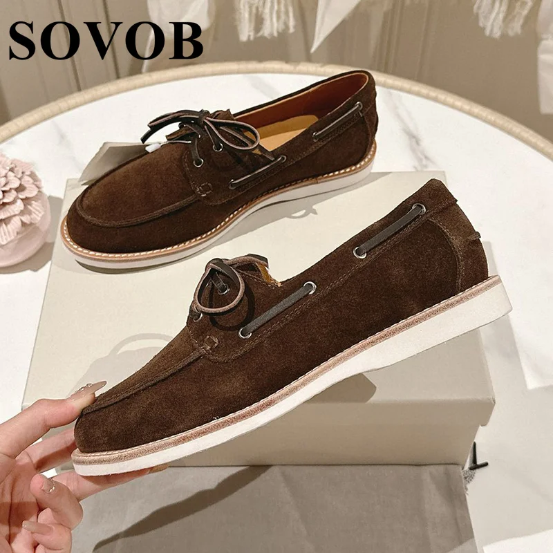 New Spring Autumn Vintage Lace-Up Flat Shoes Round Toe Shallow Mouth Loafers Daily Commuter Shoes Driving Shoes Unisex 2024