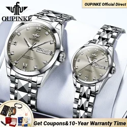 OUPINEK 3262 Automatische mechanische Uhr für Herren und Damen, hochwertige Saphirspiegel, wasserdicht, leuchtende Paar-Armbanduhren, NEU