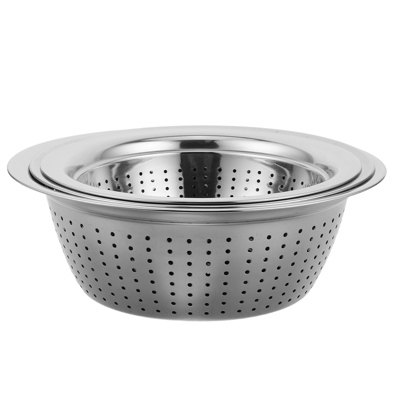

3Pcs Stainless Steel Kitchen Colander Bowl Thickened Deepened Rice Washing Fruit Vegetable Strainer Basin Kitchen Strainer