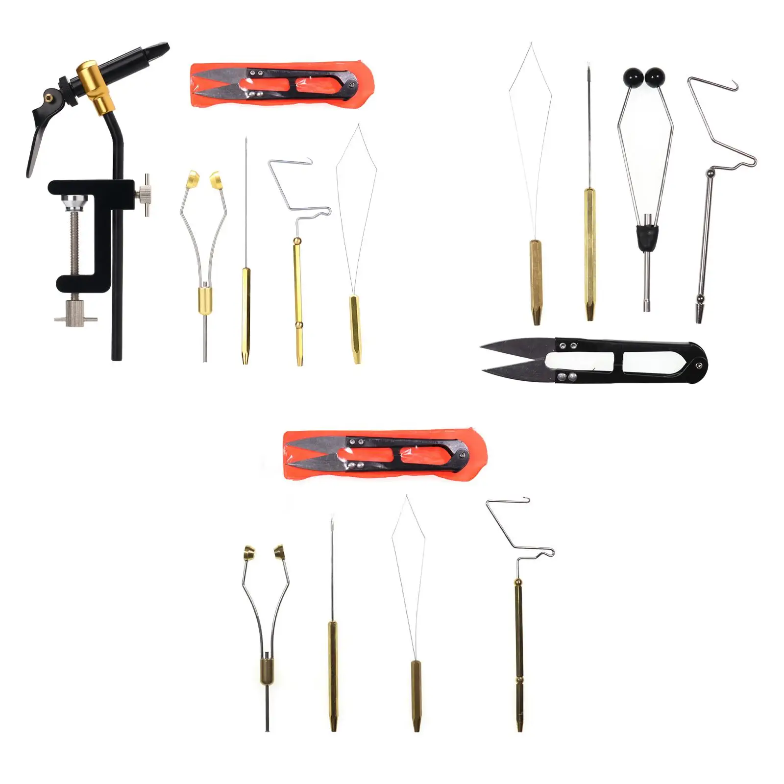 Portable Fly Tying Finisher Knotter Scissors Set with Bobbin Pin for Fly Fishing Hook Clamp Vise Accessories