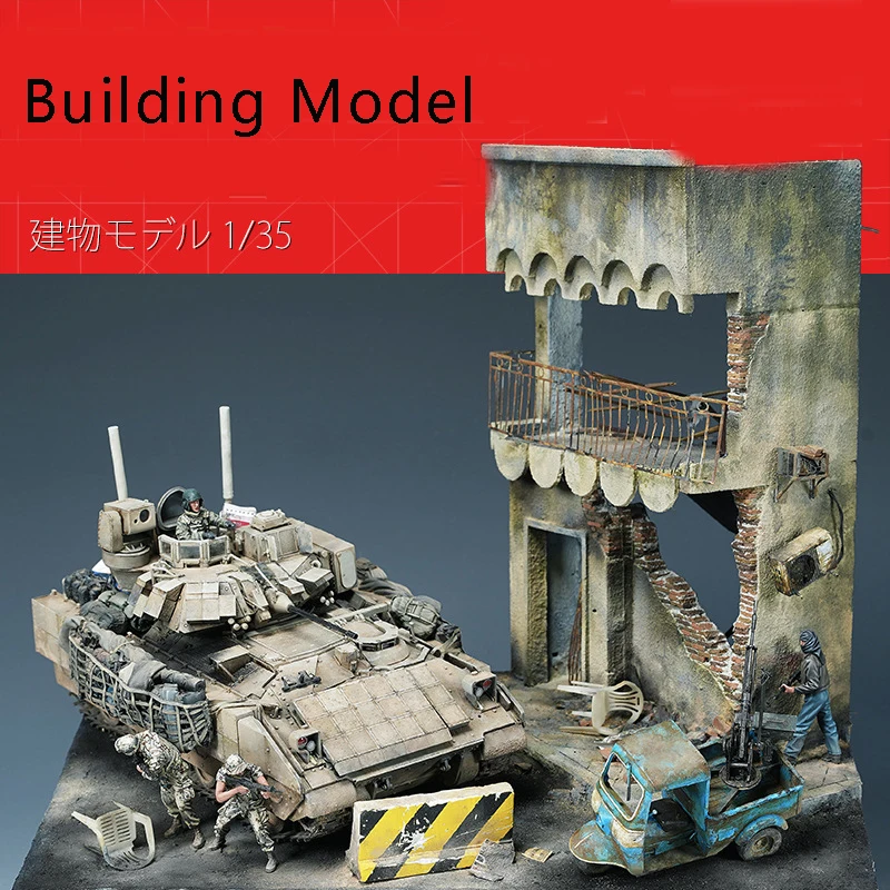 1/35 Model Scenario Suite DIY Handmade Materials Scenario Architecture Sandtable War Damaged Modern Buildings Hobby Making