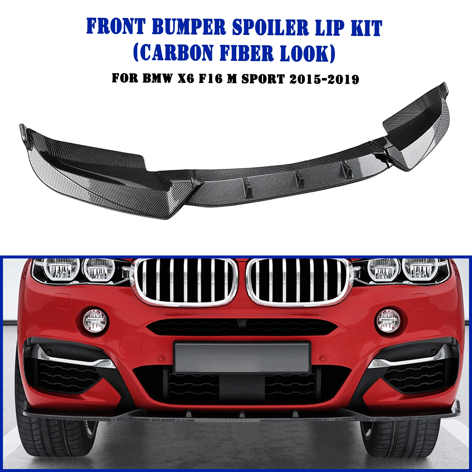 

For BMW X6 F16 M Sport 2015 2016-2019 Car Front Bumper Lip Spoiler Lower Splitter Deflector Guard Board Body Kit