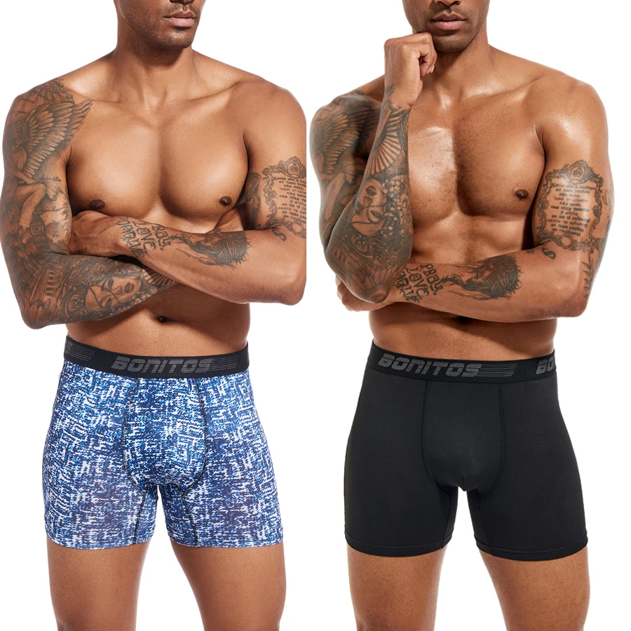 Calzoncillos bóxer de poliéster para hombre, ropa interior Sexy, talla grande