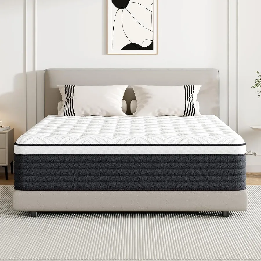 Twin Mattress, 12 Inch Hybrid Memory Foam Mattress in a Box, Pressure Relief for Back Support, Medium Firm, Individually Pocket