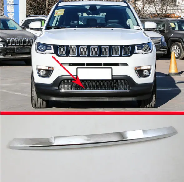 ABS Chrome Front Bumper Cover Trim For Jeep Compass 2017 2018 Car Accessories Stickers