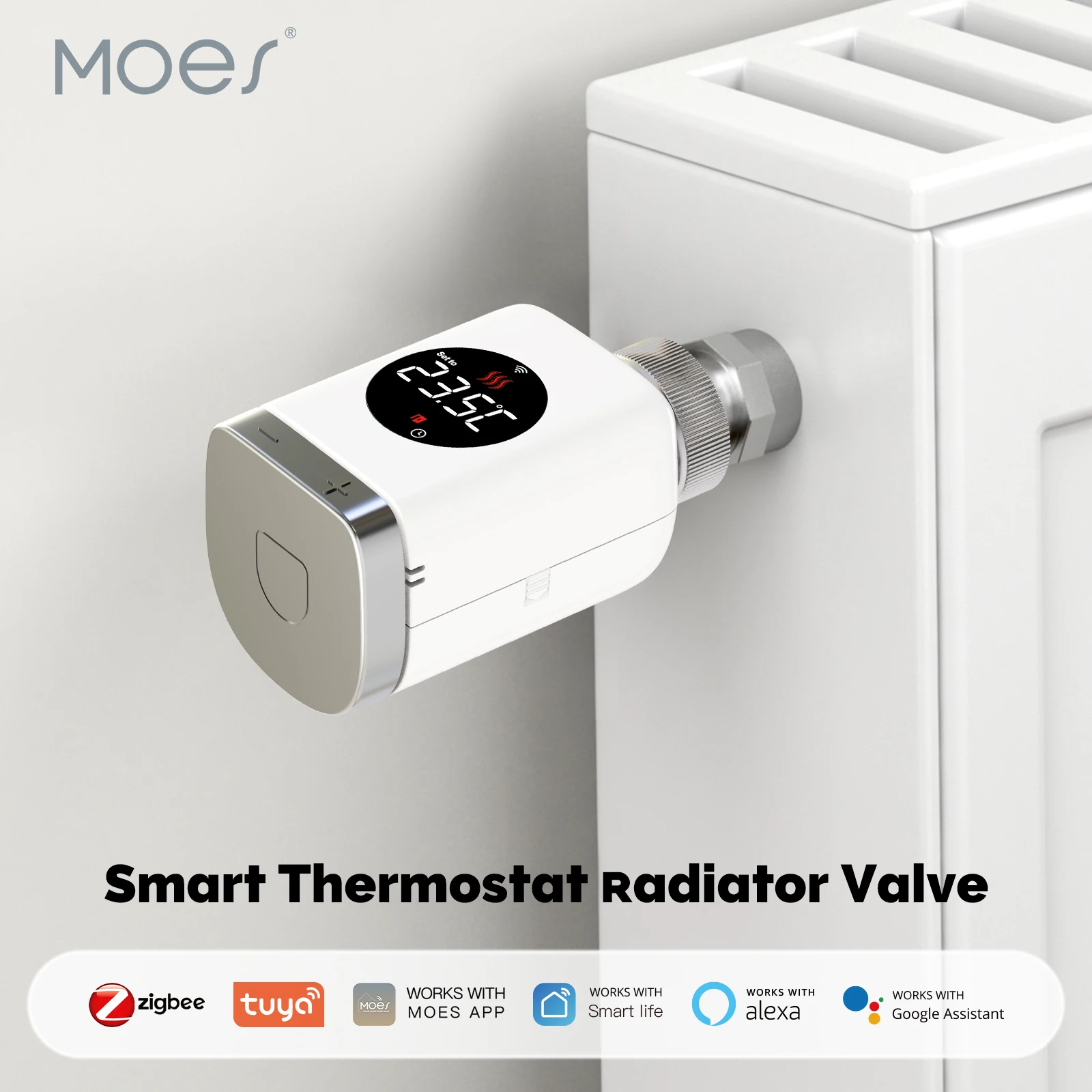 MOES-Válvula de radiador termostático Tuya Smart Wifi/ZigBee, TRV, programable, aplicación remota, controlador de temperatura con Alexa GoogleHome