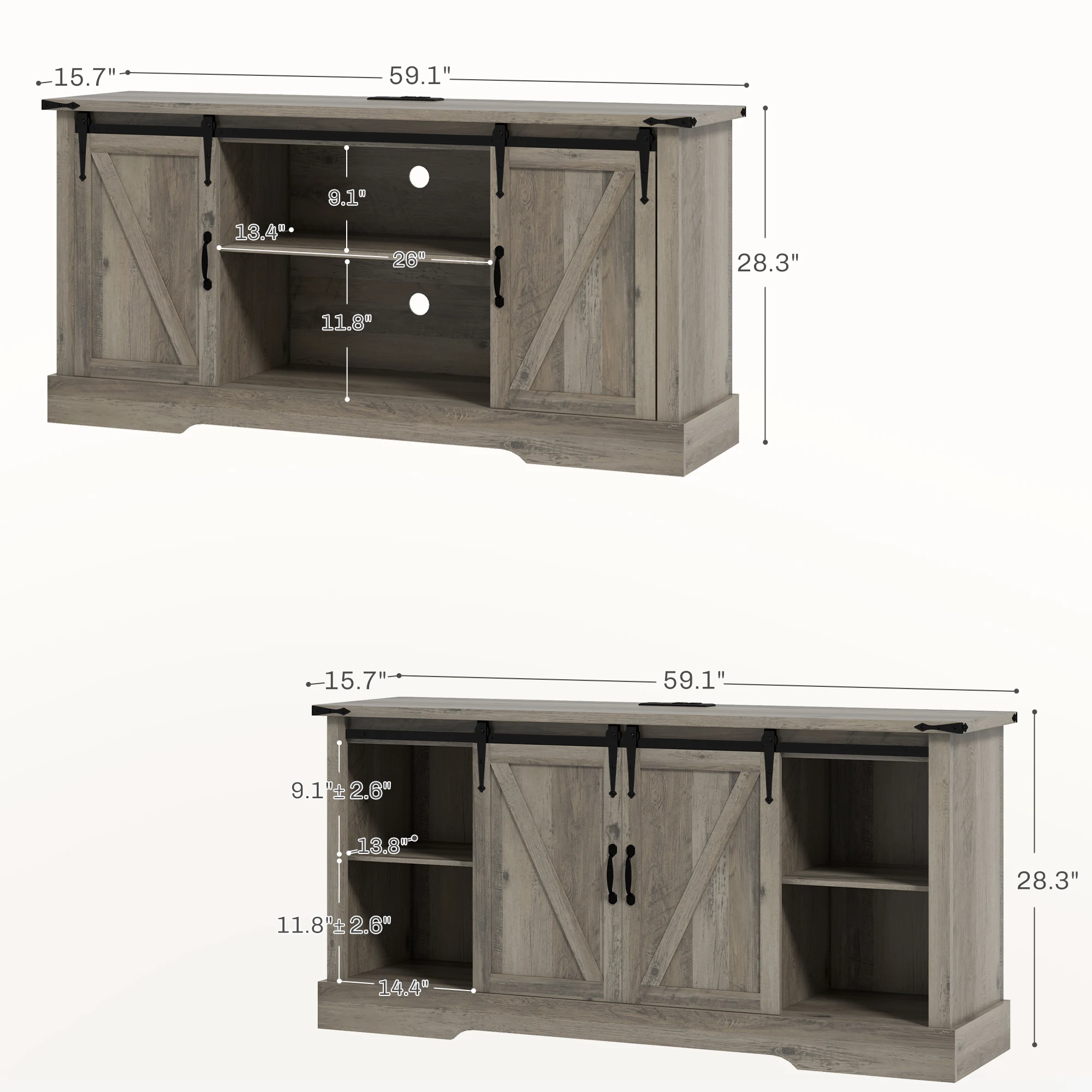 Homcom Sideboard W/ Charging Station Farmhouse Tv Stand, Tv up to 65