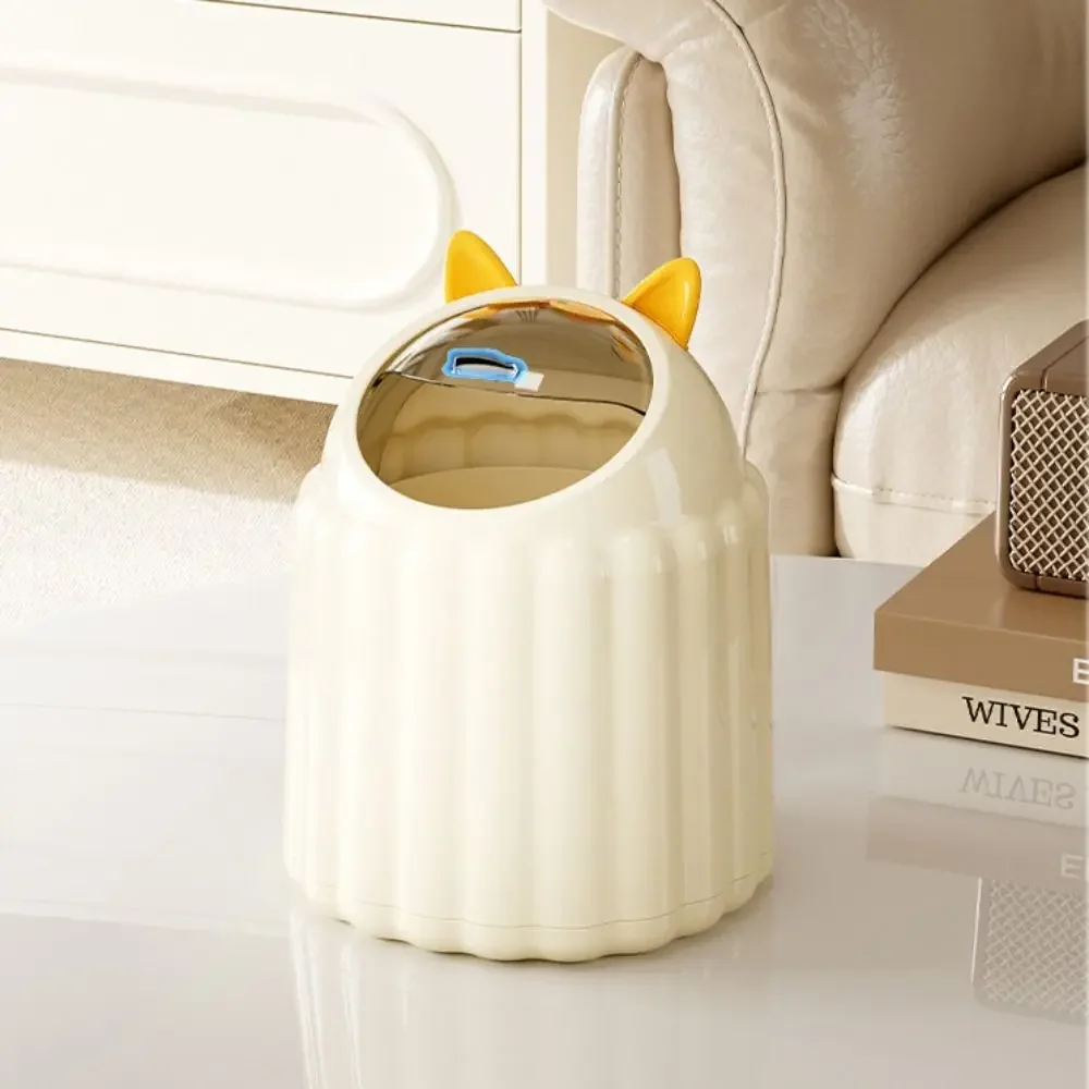 

New Multifunctional Desktop Storage Box Cartoon with Lid Desk Organizer Bin High-capacity Dustproof Desktop Mini Trash Bin