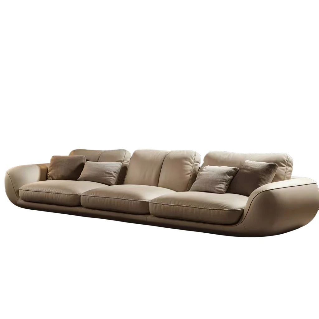 Light luxury elegant leather sofa living room combination multi-person sofa leather sofa large apartment