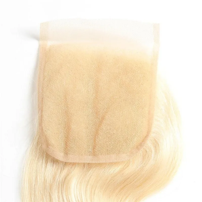 قسط 12A # 613 4x4 الدانتيل الشفاف إغلاق الجسم موجة مع 3 حزم 10-22 "البرازيلي عذراء شعر ريمي كامل اليد النسيج