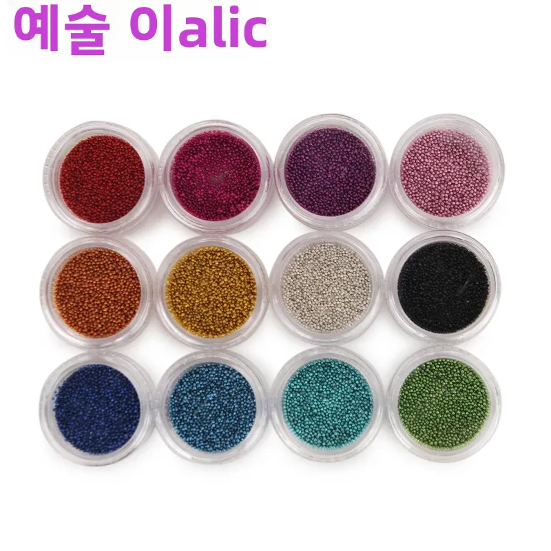 12pcs Mini Caviar Beads 0.8mm Pearlescent Nail Art Rhinestones 3D Charm Decorative Accessories for Crafting