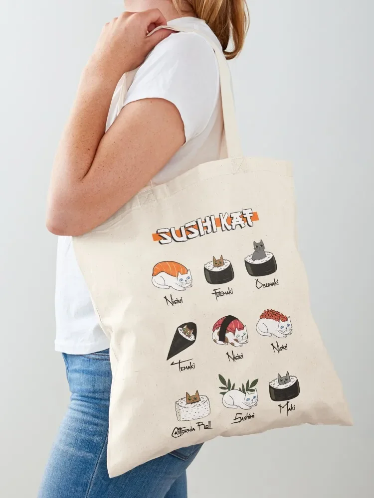 Sushi kat Tote Bag Beach bag handbag Canvas Woman shopper bag