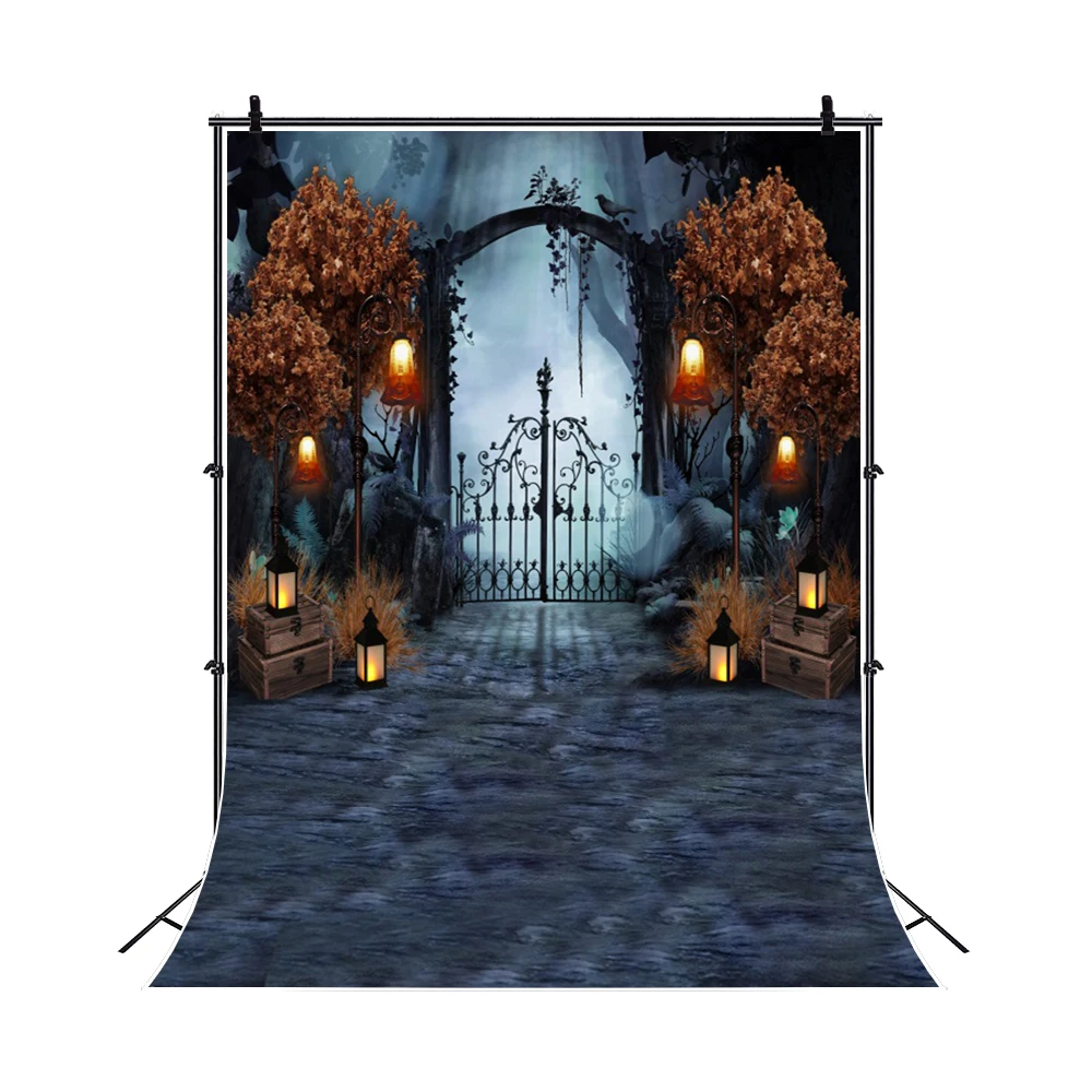 Halloween Backdrop Horror Moon Night Castle Pumpkin Lantern Trick Or Treat Party Background Baby Family Photo Photographic Props