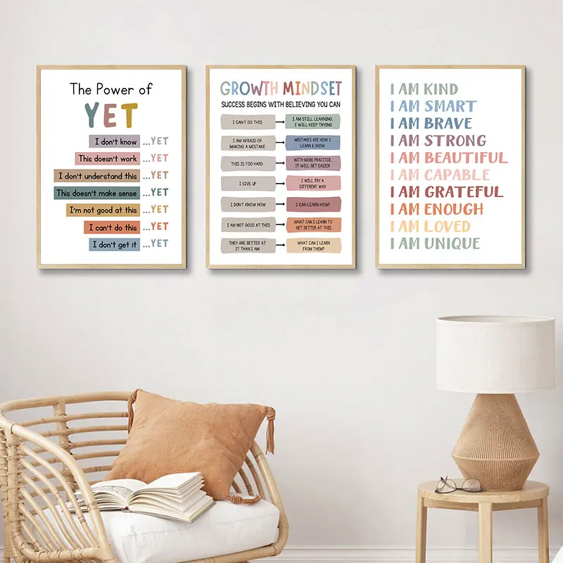 Modern Colorful Nursery Educational Quotes Canvas Art Prints Child Room Inspirational Wall Decorative Picture Simple Home Decor