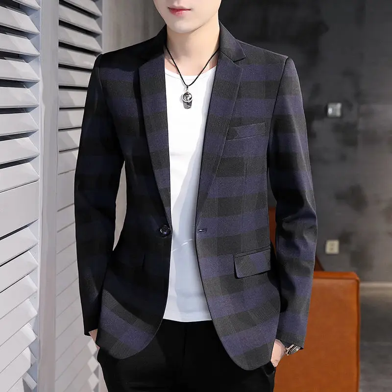 2-A34 Spring and Autumn New Suit Men's Korean Style Slim-fitting Iron-Free Suit Youth Business Casual Fashion Jacket Single