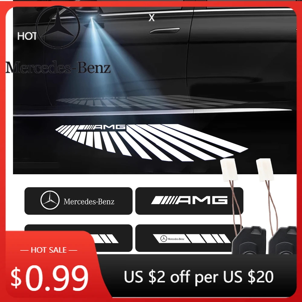 

Hot Car Sticker 2PCS Car Angel Wings Projector Rearview Mirror Carpet Lamp Led Welcome Light Atmosphere Lights for Mercedes Benz