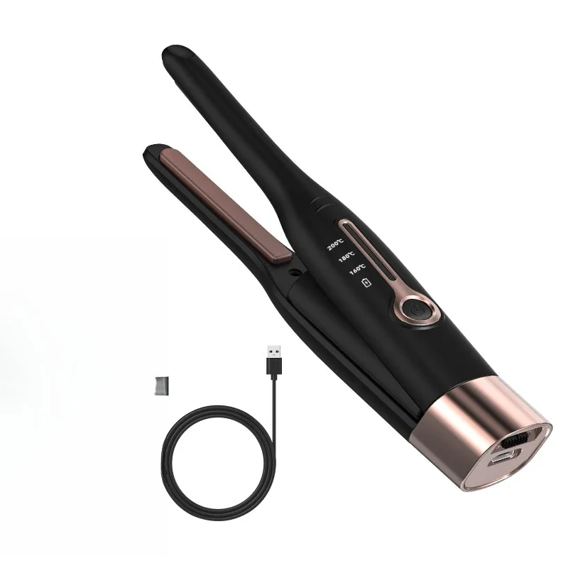 

Splint short hair curling iron men's styling splint straight roll dual-purpose dormitory wireless hair straightener