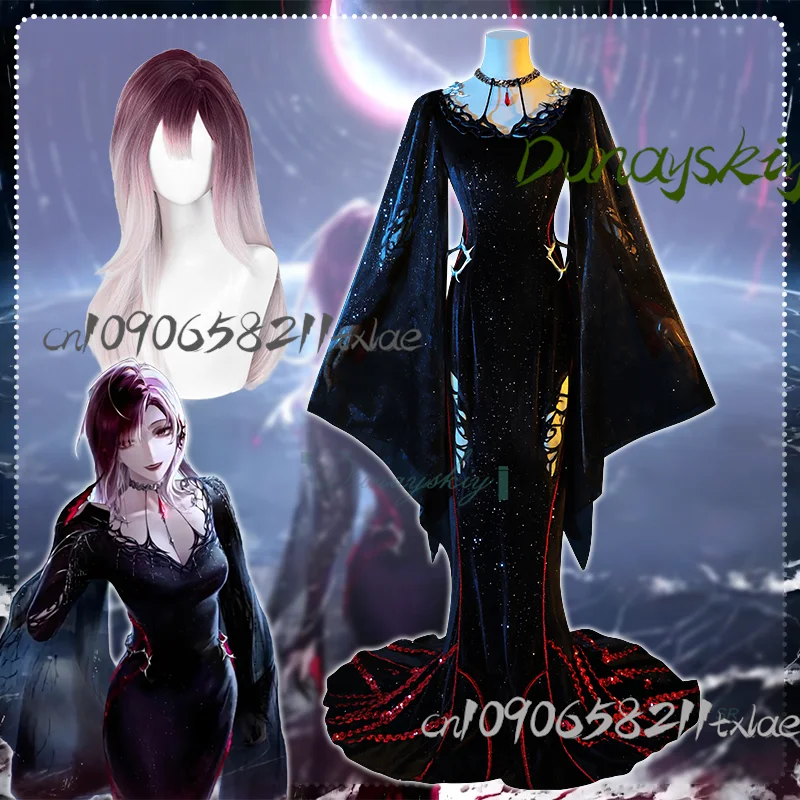 

Game Paath To Nowhere Shalom Cosplay Costume Wig Women Tight Fishtail Skirt Role Play Clothing Carnival Party Suit Halloween