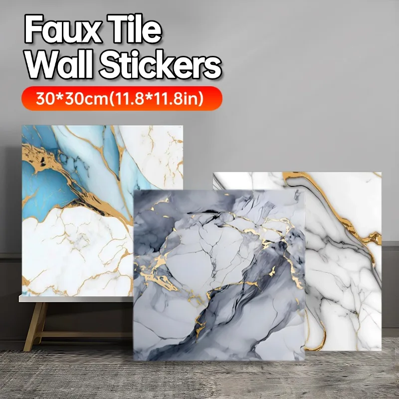 

Imitation Ceramic Tile Wall Stickers Self Adhesive Wallpaper Wall Decoration Faux Marble Tiles Sticker for Kitchen Living Room