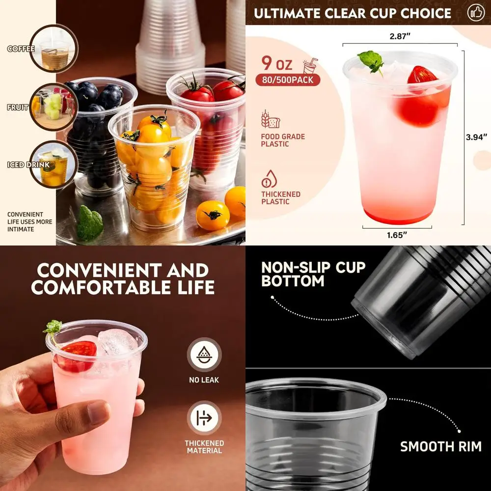 

9 oz Clear Plastic Cups, 2000 Pack - Disposable Cups for Cold Drinks, Perfect for Parties