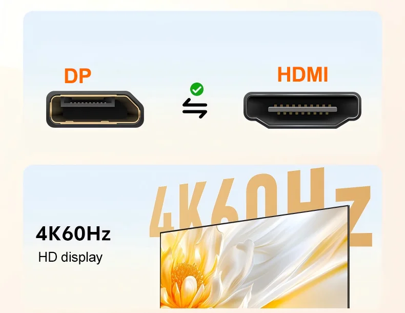 4K@60Hz Bidirektionales HDMI-zu-DP-Kabel, aktiver DP-zu-HDMI-Adapter für Switch/PS5/Xbox Laptop PC tragbarer Monitor Konverterkabel – Detail 3
