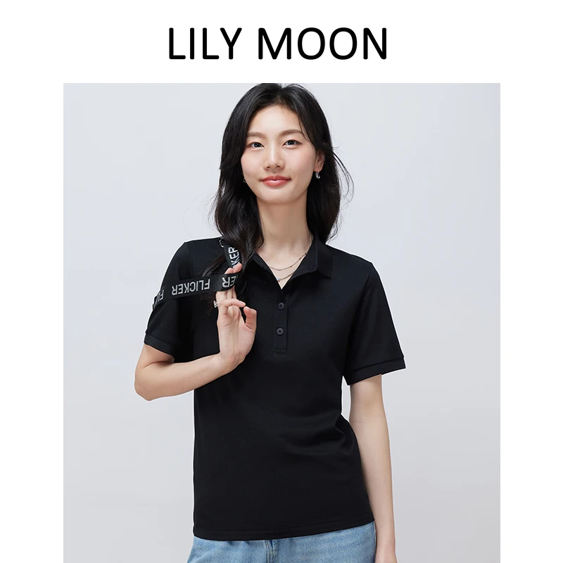 LILYMOON New Summer Women's Mulberry Silk Tencel POLO Short Sleeve Five Color Trend Basic T Shirt Office Ladies Formal Tops