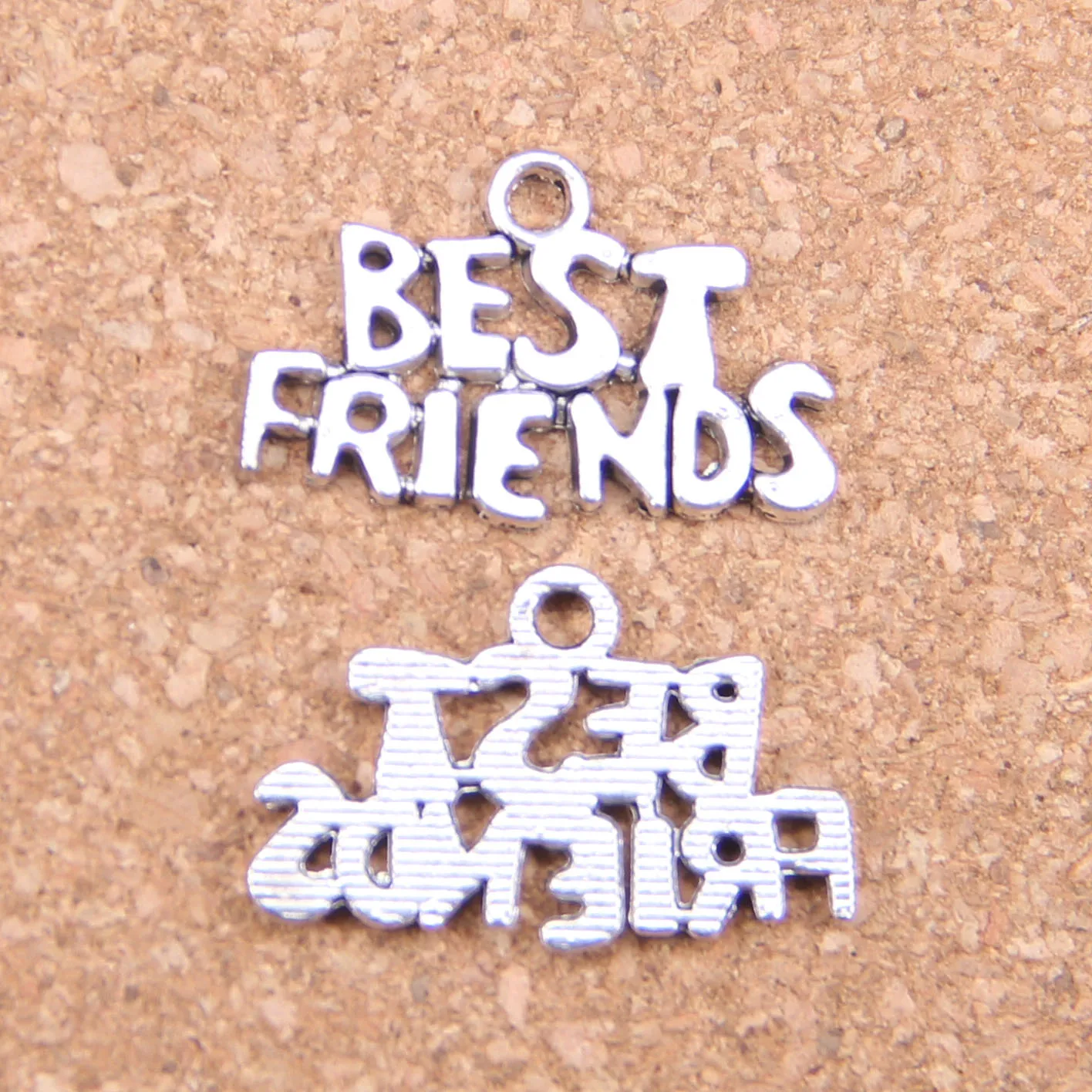 72pcs Charms Best Friends 24x16mm Antique Pendants,Vintage Tibetan Silver Jewelry,DIY For Bracelet Necklace