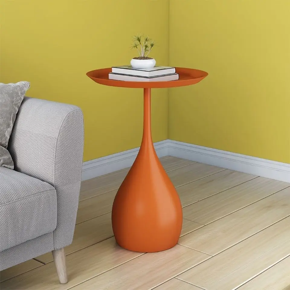 Mesa de centro de hierro forjado para sala de estar, pequeña y redonda mesita de noche, mueble de estilo nórdico, varios tamaños