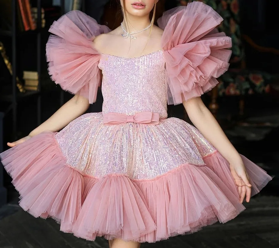 Robe de soirée d'anniversaire pour fille, robe de mariée rose pour garçon de fleur, banquet de Noël, magnifique et élégante, 2-10 ans, nouveau