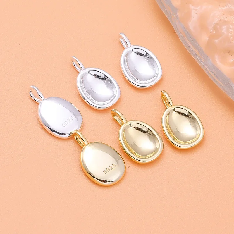 S925 Sterling Silver Gold Plated Accessories Light Luxury Jewelry Tag Handmade DIY Bracelet Necklace Pendant