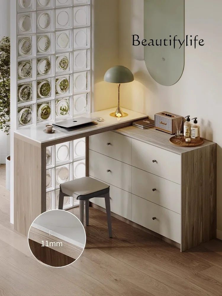 

Wood art dresser, makeup table, chest, integrated desk, retractable corner rock slab solid wood table