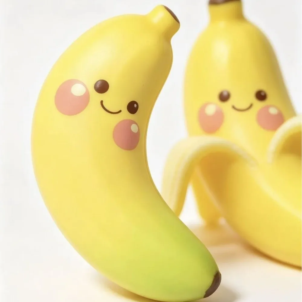 PU Simulated Banana Squeeze Toy Slow Rising Soft Banana Stress Toy Peeled Banana Shape Gradient Banana Style Decompression Toy